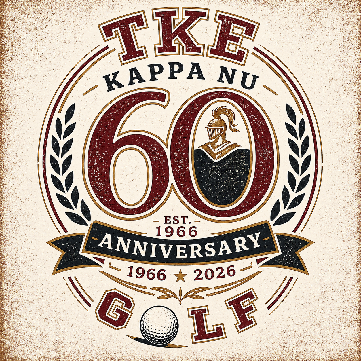 TKE Kappa Nu 60th Anniversary emblem, established 1966, 1966 to 2026